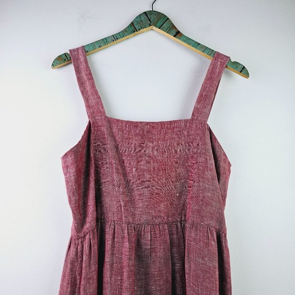 Rachel Zoe Red Linen Apron Style Button Front Dress, NWOT, Sz 8 - Picture 6 of 12